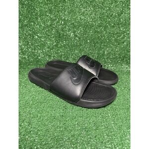 Nike Sandals Men Size 9 Triple Black Victori One Slide Slip On Casual CN9675-003